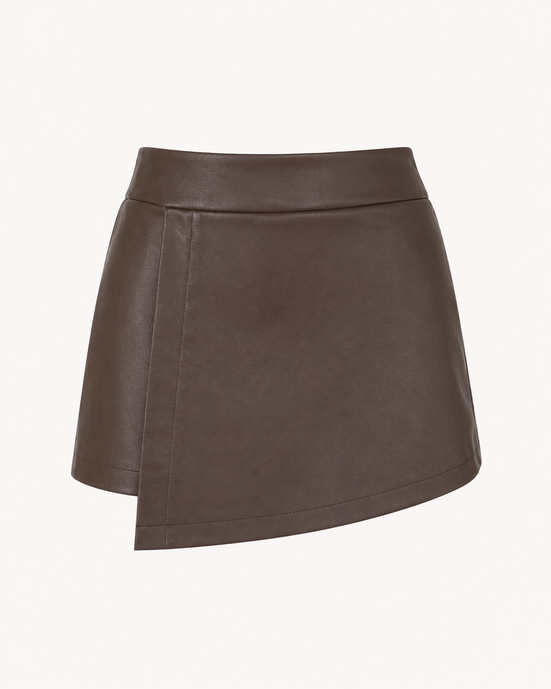 Brown Faux Leather Skort