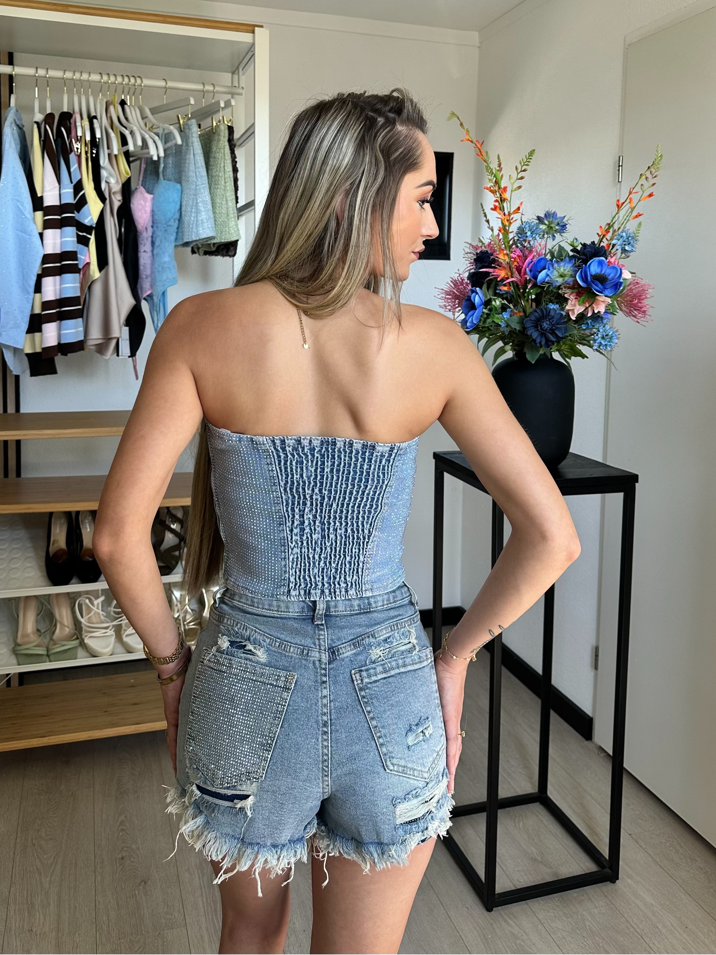Glitter Denim Korset