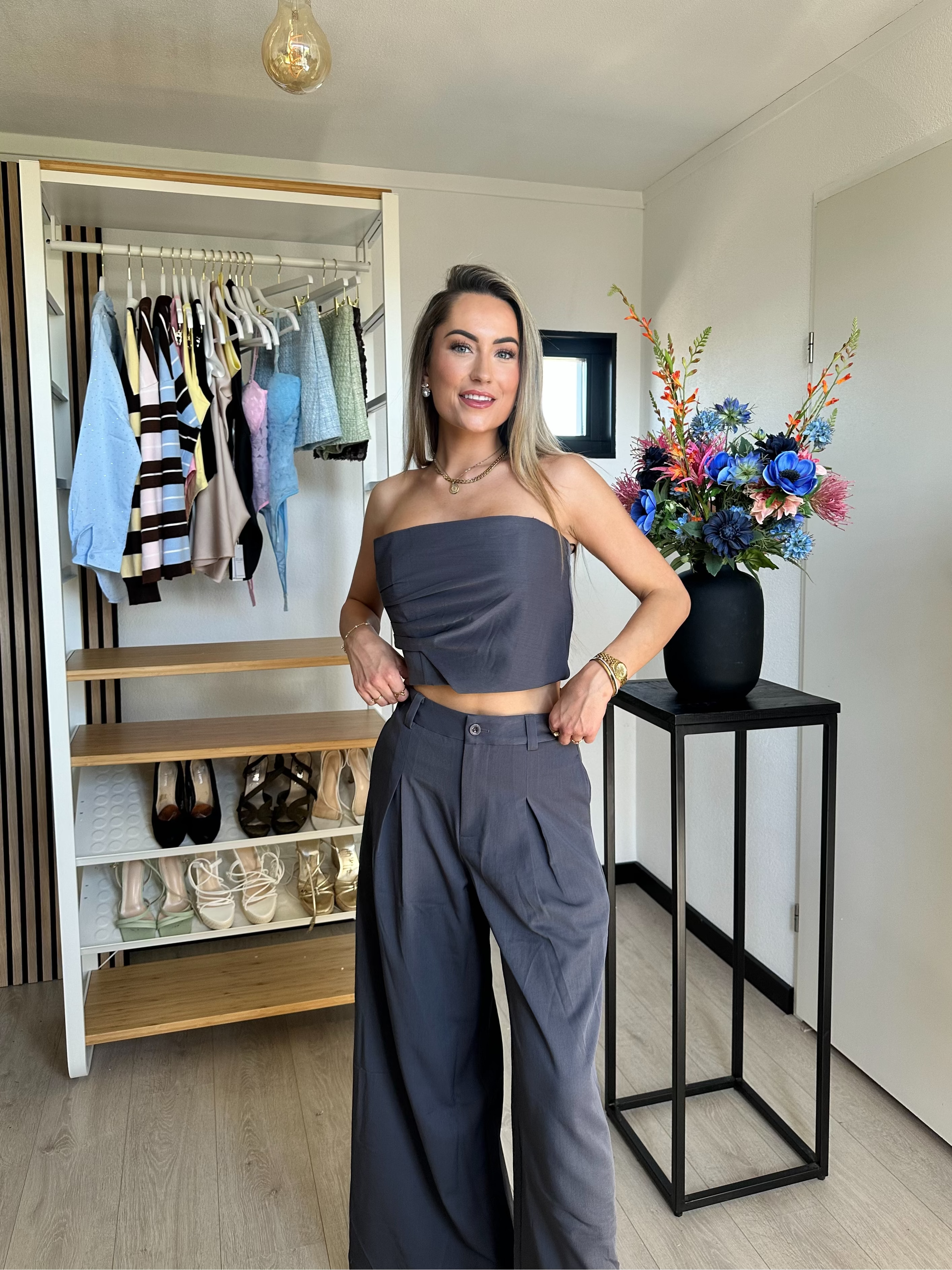 Miranda Two Piece Set – Charcoal Grey