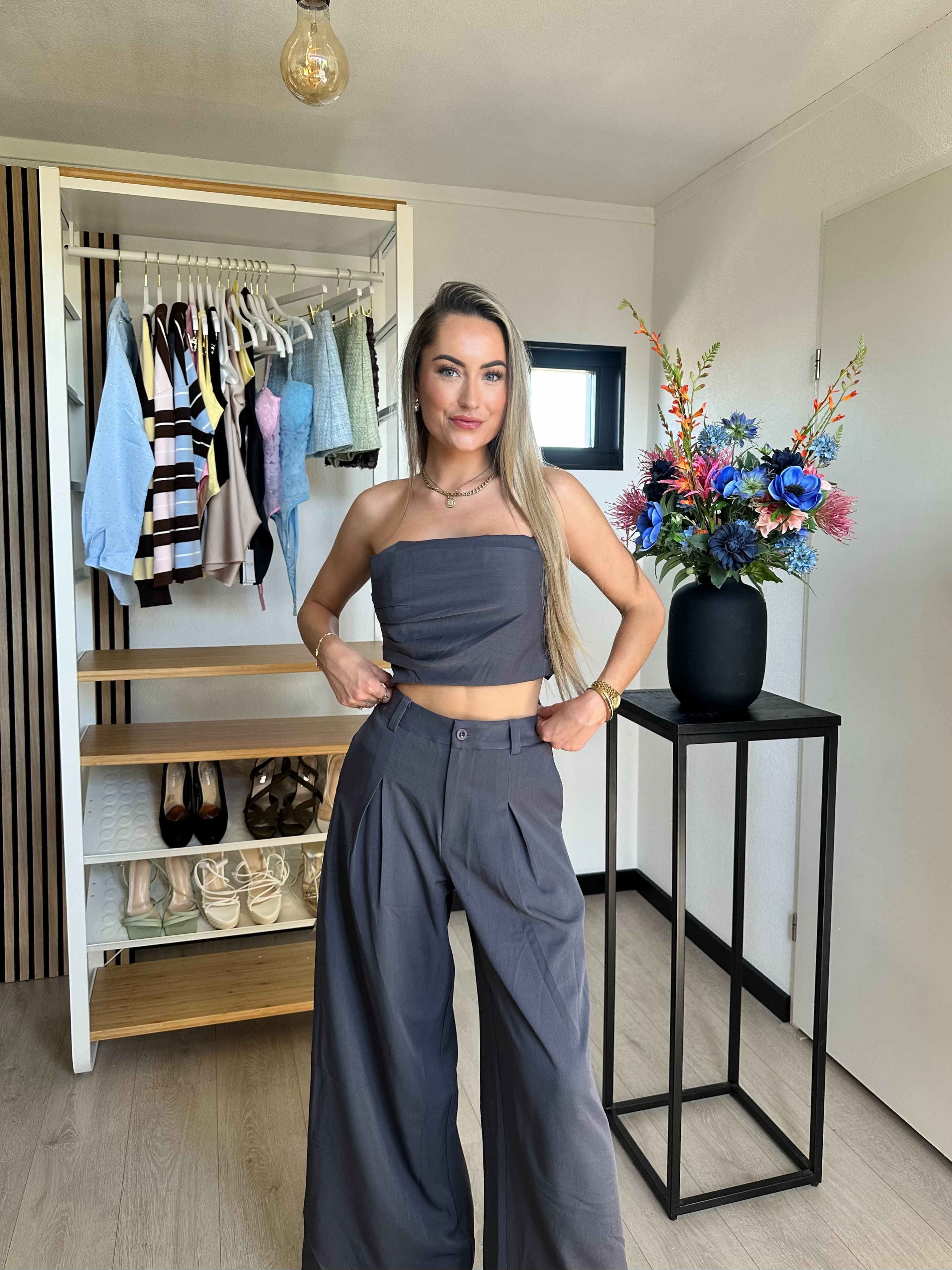 Miranda Two Piece Set – Charcoal Grey