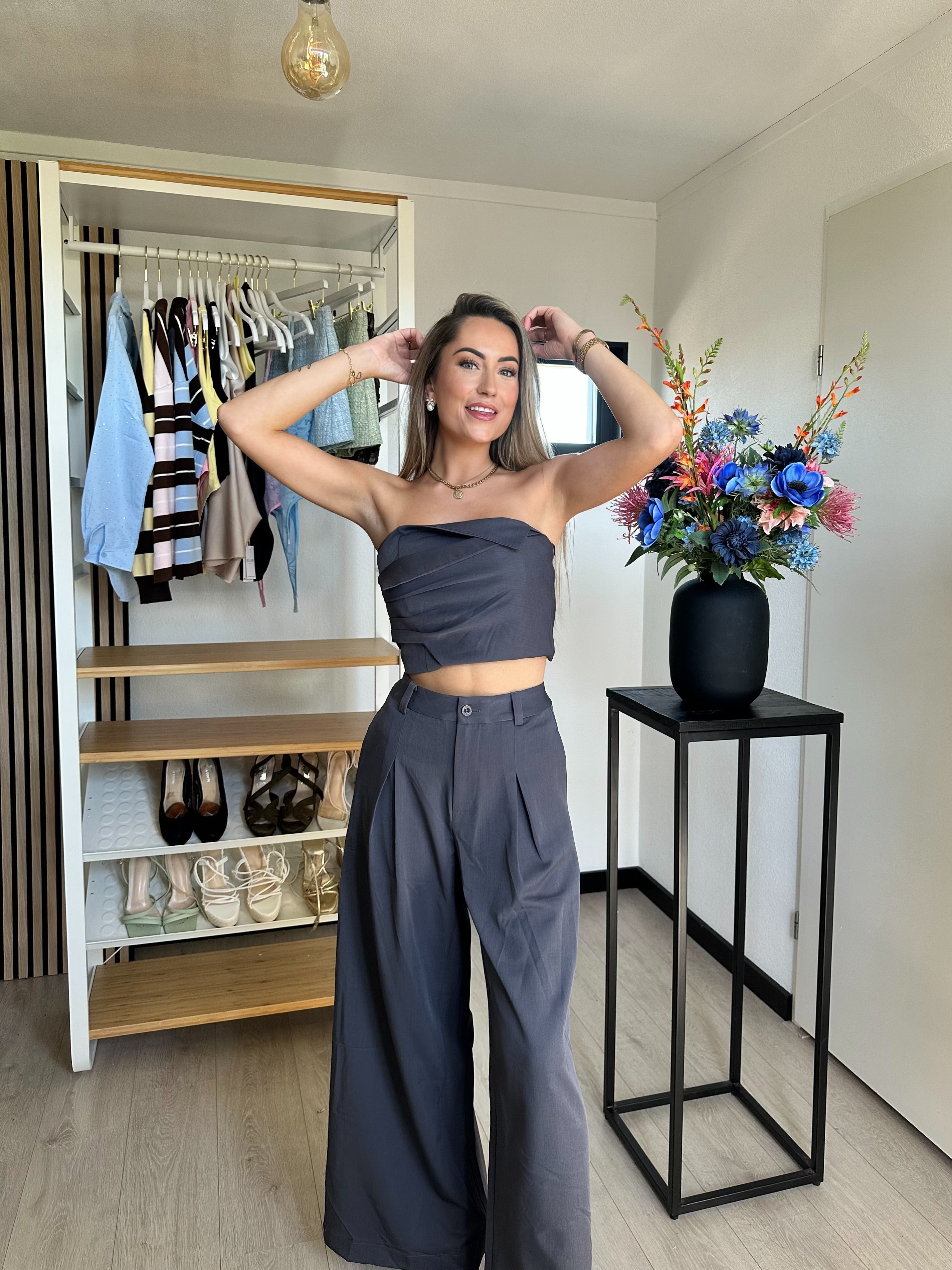 Miranda Two Piece Set – Charcoal Grey
