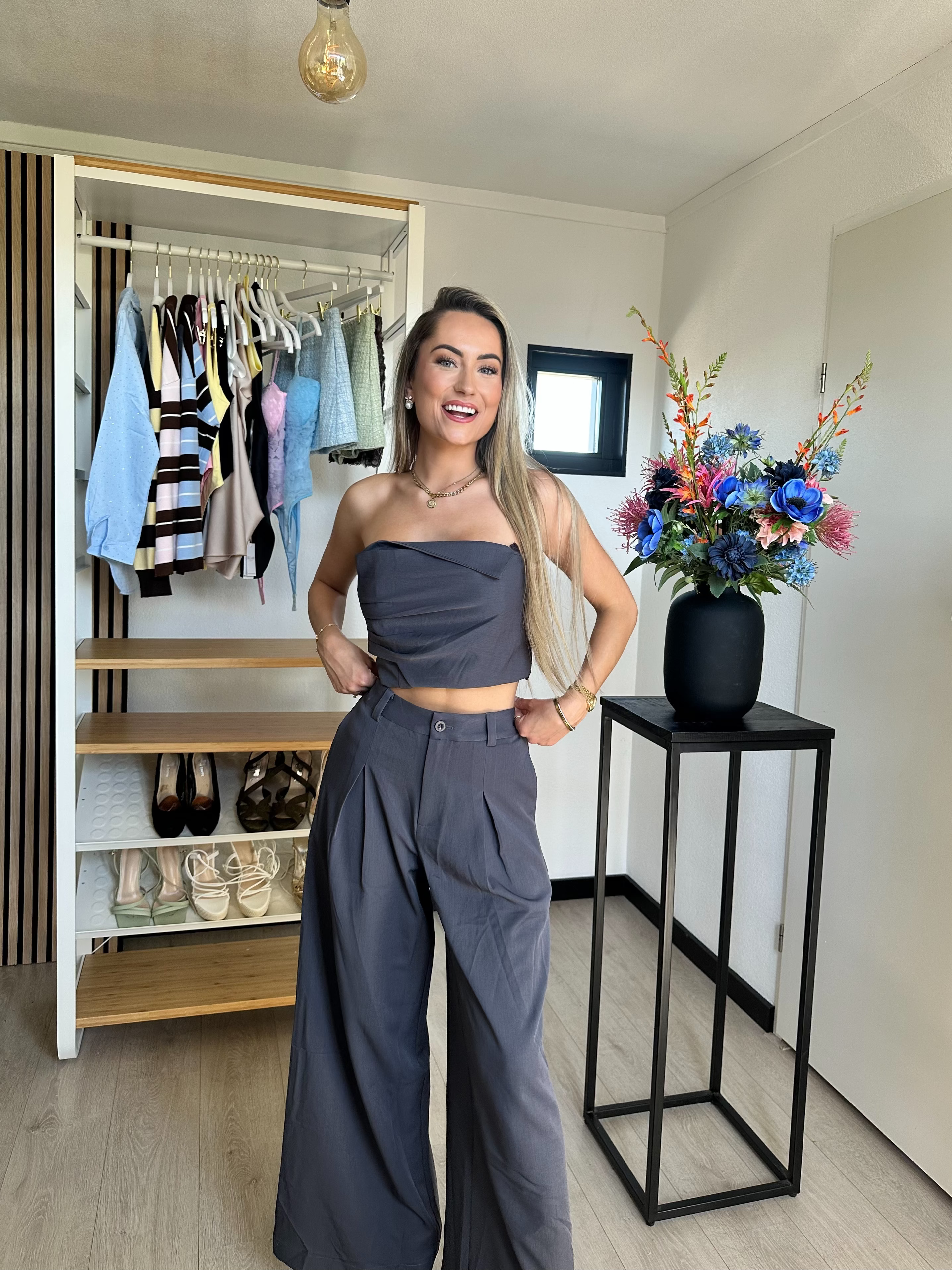 Miranda Two Piece Set – Charcoal Grey