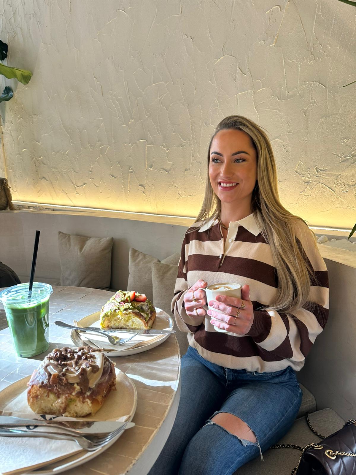Sanne Striped Long Sleeve Sweater - Coffee